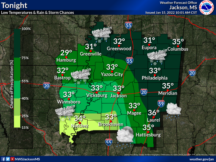 Natchez may see flurries as north, central Mississippi could see snow