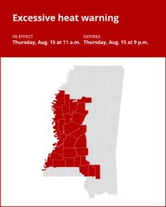 Be prepared for heat index values up to 110 degrees until Thursday night