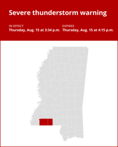 Damaging winds and quarter-sized hail predicted with thunderstorms to hit Amite County Thursday