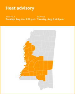 Update: Claiborne and Adams counties under a heat advisory until Tuesday evening