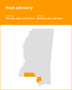 Update: Heat advisory affecting Amite County until Saturday evening