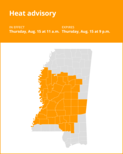 Update: Heat advisory issued for Claiborne and Adams counties for Thursday