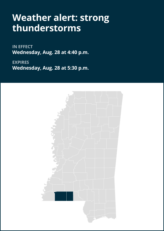 Update: Prepare for pea-sized hail with thunderstorms to hit southwest Mississippi Wednesday