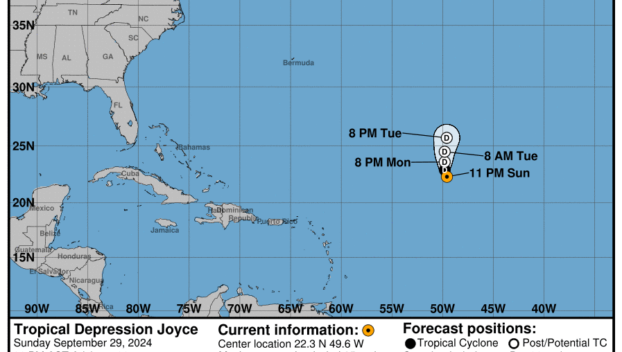 Latest on Tropical Depression Joyce: Sunday, Sep 29 update from the NHC