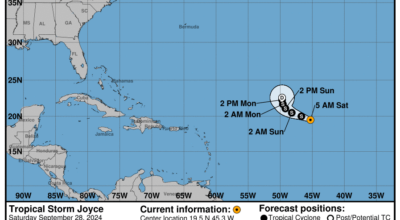 Latest on Tropical Storm Joyce: Saturday, Sep 28 update from the National Hurricane Center