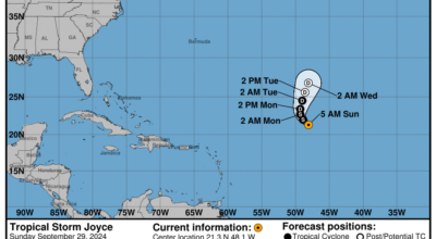 Latest on Tropical Storm Joyce: Sunday, Sep 29 update from the NHC