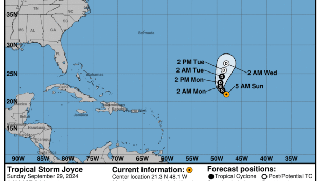 Latest on Tropical Storm Joyce: Sunday, Sep 29 update from the NHC