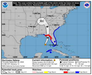 Latest update from the NHC on Category 2 Hurricane Helene for Thursday, Sep 26