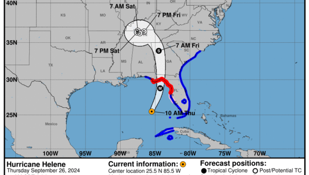 Latest update from the NHC on Category 2 Hurricane Helene for Thursday, Sep 26