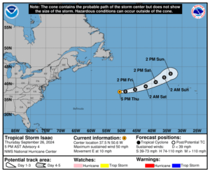 Thursday, Sep 26 update from the National Hurricane Center: Latest on Tropical Storm Isaac