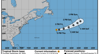 Thursday, Sep 26 update from the National Hurricane Center: Latest on Tropical Storm Isaac