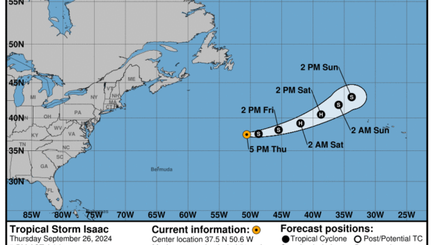 Thursday, Sep 26 update from the National Hurricane Center: Latest on Tropical Storm Isaac