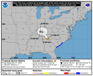 Tropical Storm Helene: Friday, Sep 27 update from the National Hurricane Center on latest developments