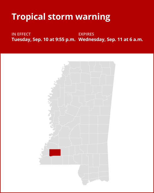 Tropical storm warning affecting Franklin County until Wednesday morning