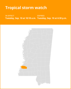 Tropical storm watch for Jefferson County until Tuesday evening