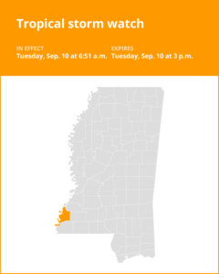 Tropical storm watch issued for Adams County until Tuesday afternoon