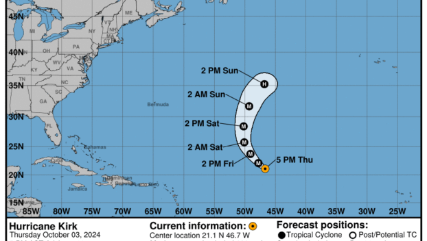 Category 4 Hurricane Kirk: Thursday, Oct 3 progress report from the National Hurricane Center