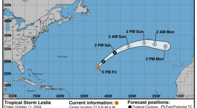 Friday, Oct 11: NHC's update on Tropical Storm Leslie