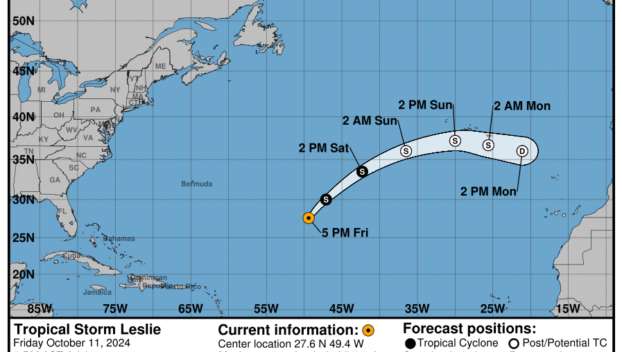 Friday, Oct 11: NHC's update on Tropical Storm Leslie