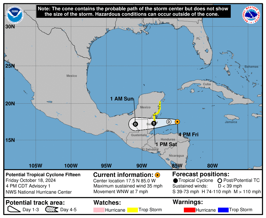 Friday, Oct 18: NHC's update on the Potential Tropical Cyclone