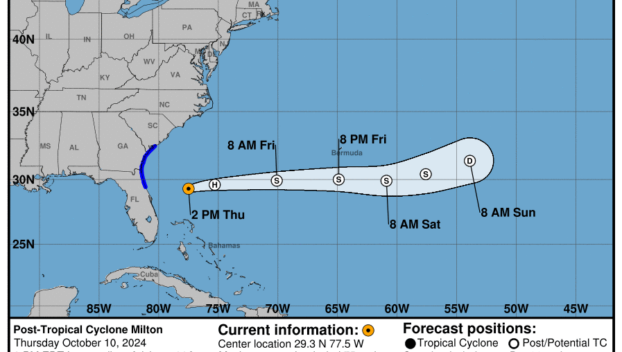 Latest update from the National Hurricane Center on Post Tropical Cyclone Milton for Thursday, Oct 10