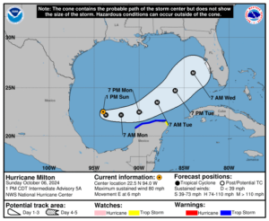 Latest update from the NHC on Category 1 Hurricane Milton for Sunday, Oct 6