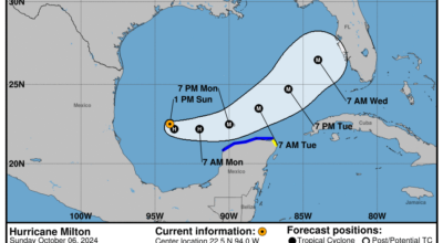 Latest update from the NHC on Category 1 Hurricane Milton for Sunday, Oct 6