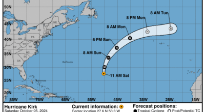 Progress report on Category 3 Hurricane Kirk: Saturday, Oct 5 update from the National Hurricane Center