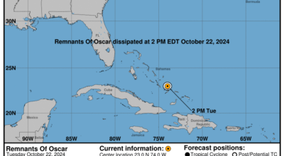 Remnants of Oscar: Tuesday, Oct 22 status report from the NHC