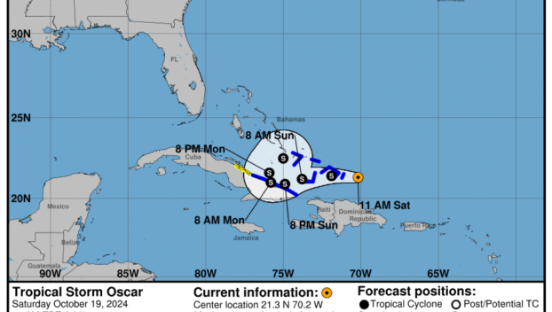 Saturday, Oct 19 update: Latest on Tropical Storm Oscar from the National Hurricane Center