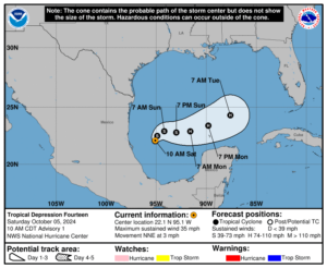 The Tropical Depression: Saturday, Oct 5 status update from the National Hurricane Center