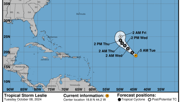 Tuesday, Oct 8: Latest developments on Tropical Storm Leslie from the NHC