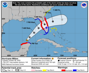 Tuesday, Oct 8 update from the National Hurricane Center: Latest on Category 4 Hurricane Milton