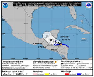 Friday, Nov 15 update: Latest on Tropical Storm Sara from the NHC