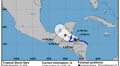 Friday, Nov 15 update: Latest on Tropical Storm Sara from the NHC