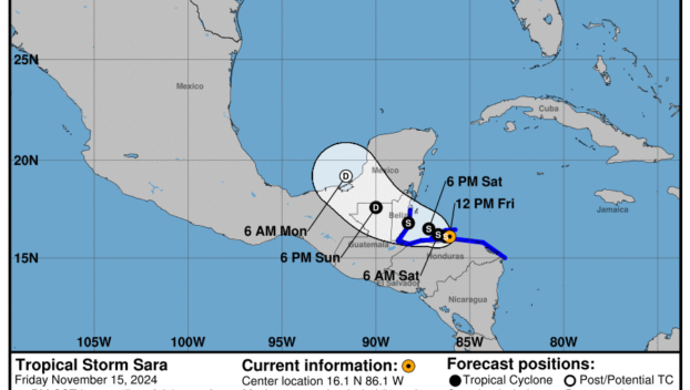 Friday, Nov 15 update: Latest on Tropical Storm Sara from the NHC