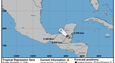 Sunday, Nov 17: NHC's update on Tropical Depression Sara