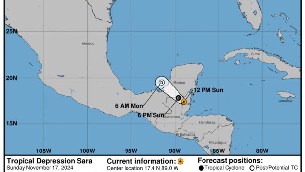 Sunday, Nov 17: NHC's update on Tropical Depression Sara