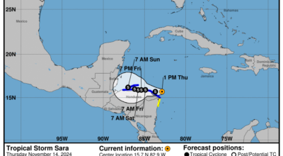 Thursday, Nov 14: Latest insights on Tropical Storm Sara from the National Hurricane Center