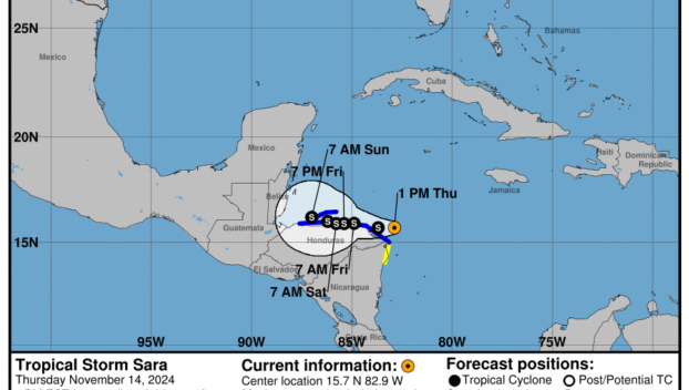 Thursday, Nov 14: Latest insights on Tropical Storm Sara from the National Hurricane Center