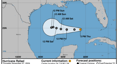 Thursday, Nov 7 update: Latest on Category 2 Hurricane Rafael from the National Hurricane Center