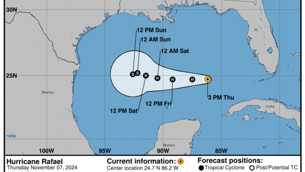 Thursday, Nov 7 update: Latest on Category 2 Hurricane Rafael from the National Hurricane Center