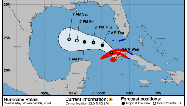 Wednesday, Nov 6: National Hurricane Center's update on Category 3 Hurricane Rafael