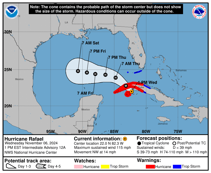 Wednesday, Nov 6: National Hurricane Center's update on Category 3 Hurricane Rafael